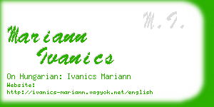 mariann ivanics business card